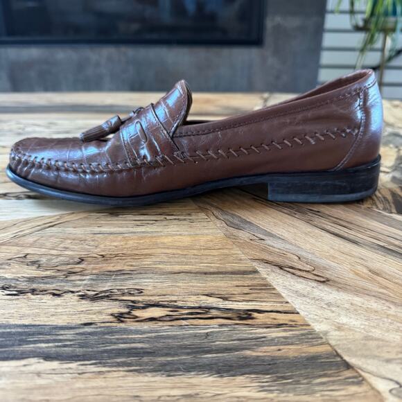 Florsheim Pisa 18469 Cognac Brown Croc Leather Tassel Loafer Dress Shoes Mens 10 main image 14